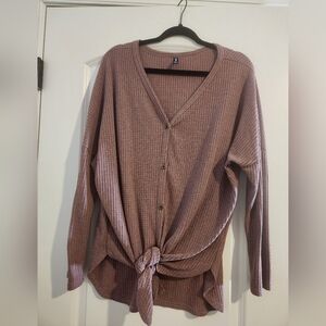 Purple Button-Up Tie Front Top